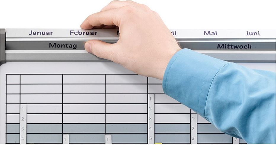 Planungstafeln Jahresplaner Franken EuroLine EU5000, 5-facher Jahres-/Monats-/Wochenplaner, für
14 Positionen, 61,5x94,5cm