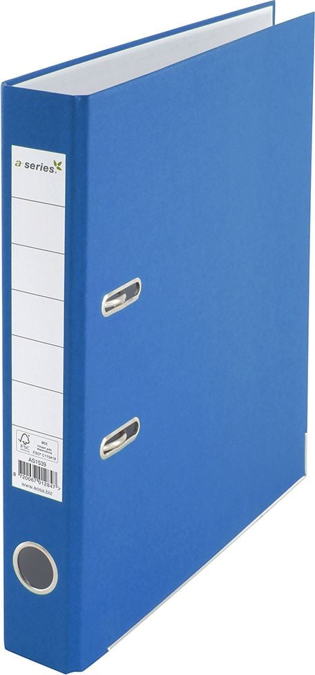 Ordner A4 a-series, 50mm, RC-Pappe, A4, 5cm Rücken, farbiger Kraftpapierbezug,
FSC, blau
