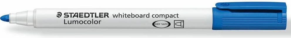 Boardmarker Staedtler Lumocolor whiteboard compact 341 WP4, ca. 1-2mm, Universalspitze, Gehäuse aus 97%
recyceltem Plastik, Etui mit 4 Farben