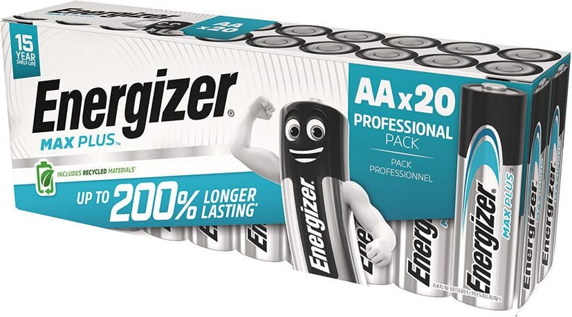 Batterien Energizer Max Plus Mignon (AA), 1,5 V, mit Geräte-Auslaufschutz, bis zu 15 Jahre Leistungserhalt, Professional Pack 20 Stück