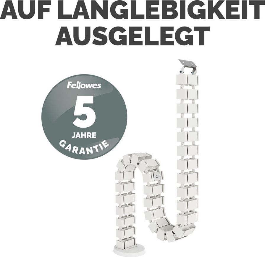Kabelführung Fellowes CableSpine 100136871/10036872, 128,8cm, 4 getrennte Kabelkanäle, für höhenverstellbare Tische bis 130 cm, weiß