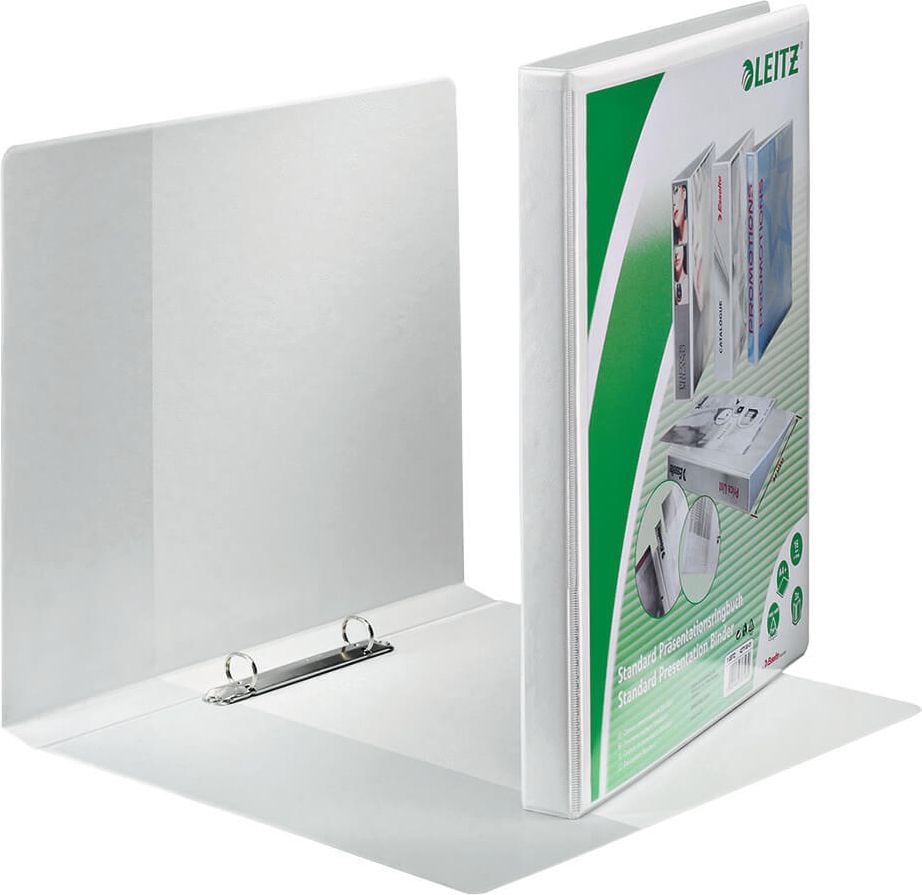 Präsentationsringbuch Leitz Standard 42770001, A4, 2 Ringe, 30mm Rücken, 16mm
Ringdurchmesser/Füllhöhe, weiß, Pack 6 Stück, weiß