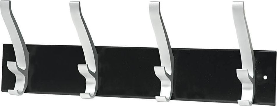 Garderobenleisten Unilux CYPRES Kleiderhaken 100340805, 4 Dreifach-Kleiderhaken, Tragkraft bis 50 kg,
zur Wandmontage, Stahl/Alu,
schwarz-silbergrau