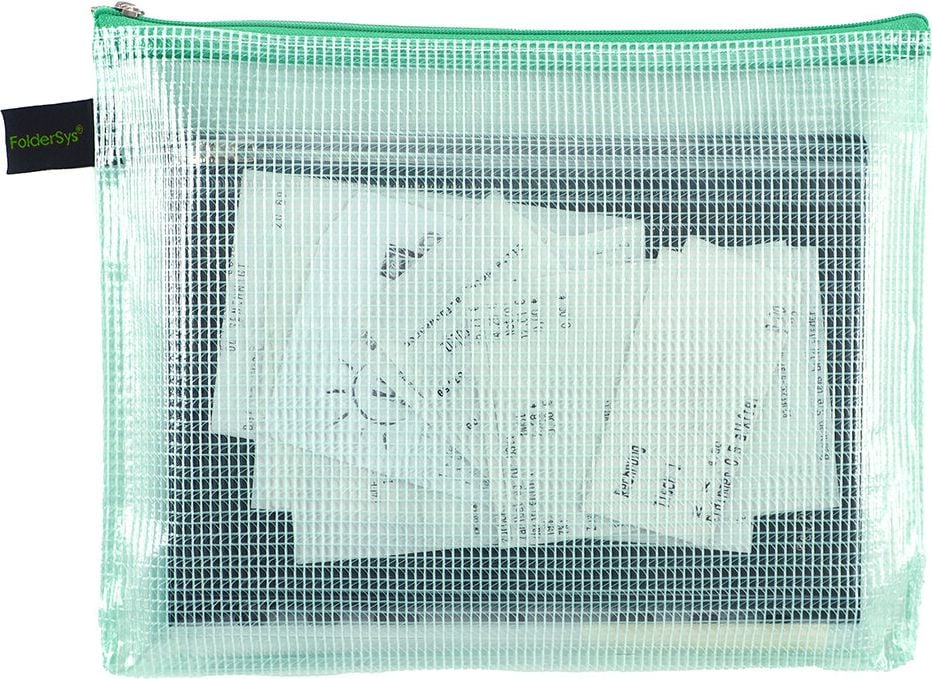 Kleinkrambeutel Foldersys A6 40676, Reißverschluss, EVA, farbig transparent, grün