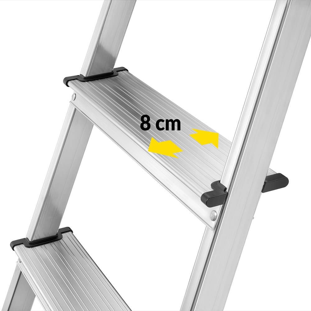 Stehleiter Hailo StandardLine L60 8160-307, Sicherheits-Stufenstehleiter, 3 Stufen,
belastbar bis 150 kg, Multifunktions-
Ablageschalensystem