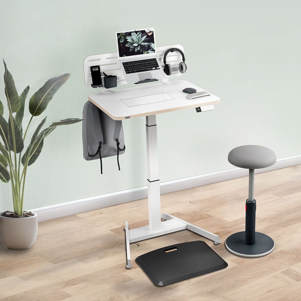 Hubschreibtisch Leitz Ergo Compact Workstation 65340001, 80x60cm (BxT), elektrisch höhenverstellbar, 65-130cm Höhe, Aufsteh-Erinnerung, rechteckig, C-Fuß, weiß