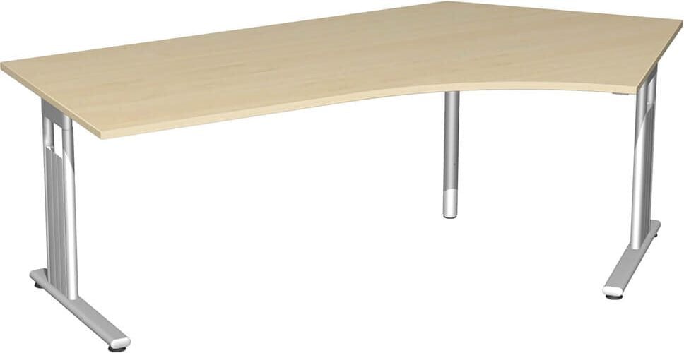 Winkelschreibtisch Geramöbel C Fuß Flex S-618316, 216,6x72x113cm (BxHxT), 135 Grad Winkel
rechts, C-Fuß silber, ahorn