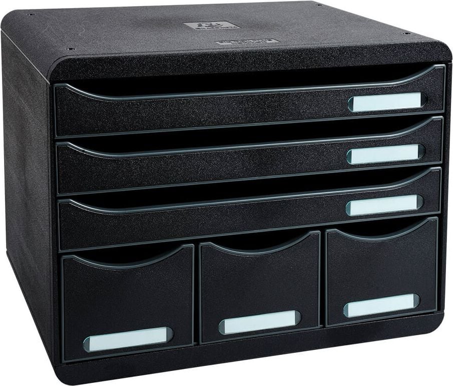 Schubladenbox Exacompta Storebox Maxi Classic 306714D, für A4+ quer, 6 offene Schubladen,
Polystyrol, schwarz, schwarz