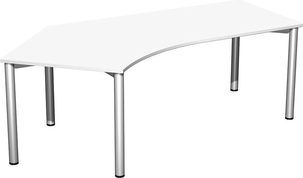 Winkelschreibtisch Geramöbel 4 Fuß Flex S-550315, 216,6x72x113cm (BxHxT), 135 Grad Winkel
links, 5-Fuß silber, weiß