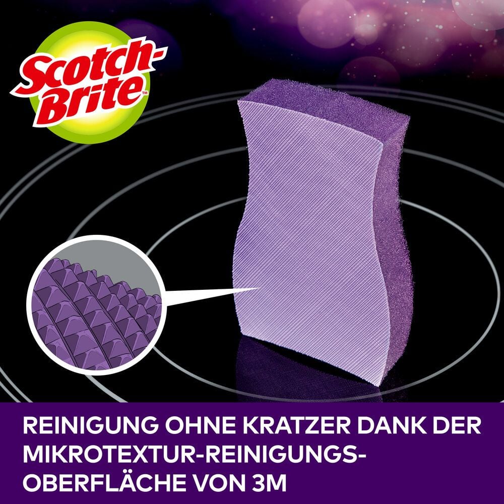 Reinigungsschwamm Scotch-Brite Glaskeramik, zur Reinigung von Glaskeramik-Kochfeldern,
nicht kratzend, chemikalienfrei,
spülmaschinenfest, Pack 3 Stück