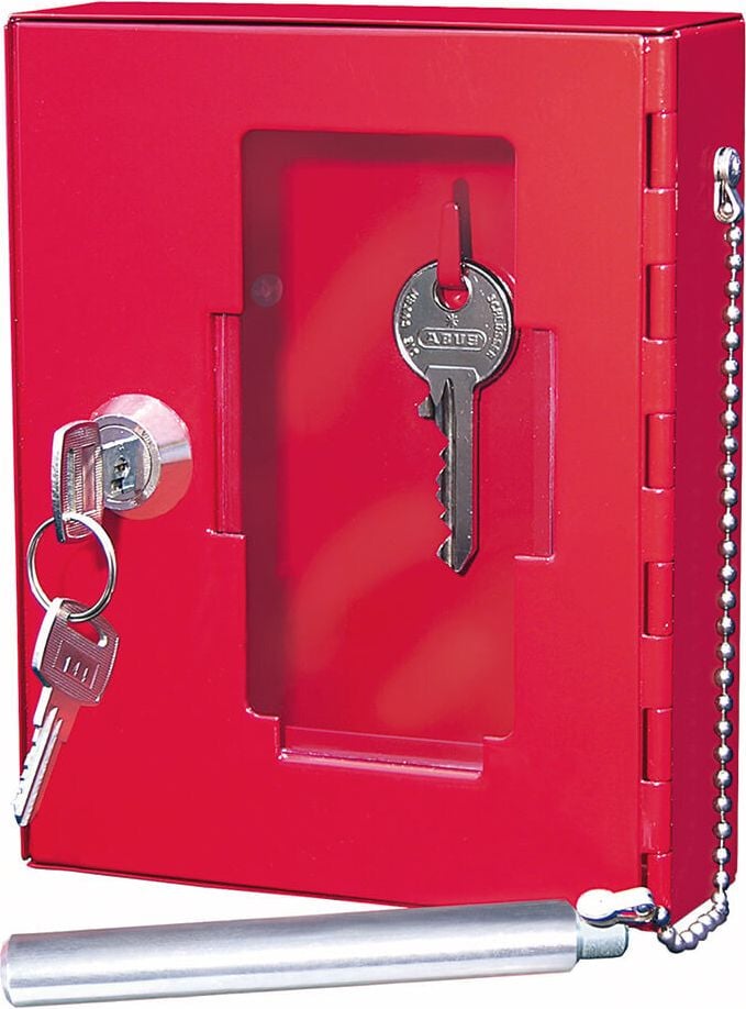 Notschlüsselkasten Wedo 10250102X, mit Klöppel, Metall/Glas, Zylinderschloss,
rot