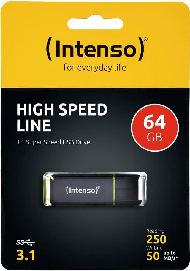 USB-Stick Intenso High Speed Line 3537490, 64GB, Super Speed USB 3.2 Gen 1x1 Typ A,
Kunststoff, schwarz/gelb