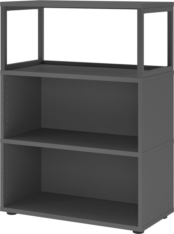 Regal Hammerbacher VFW38RERG mit Rahmenelement, Threespine-Klicksystem, 80 x 40 x 109,8 cm (B
x T x H), mit Stellfüßen, 3 Ordnerhöhen, graphit