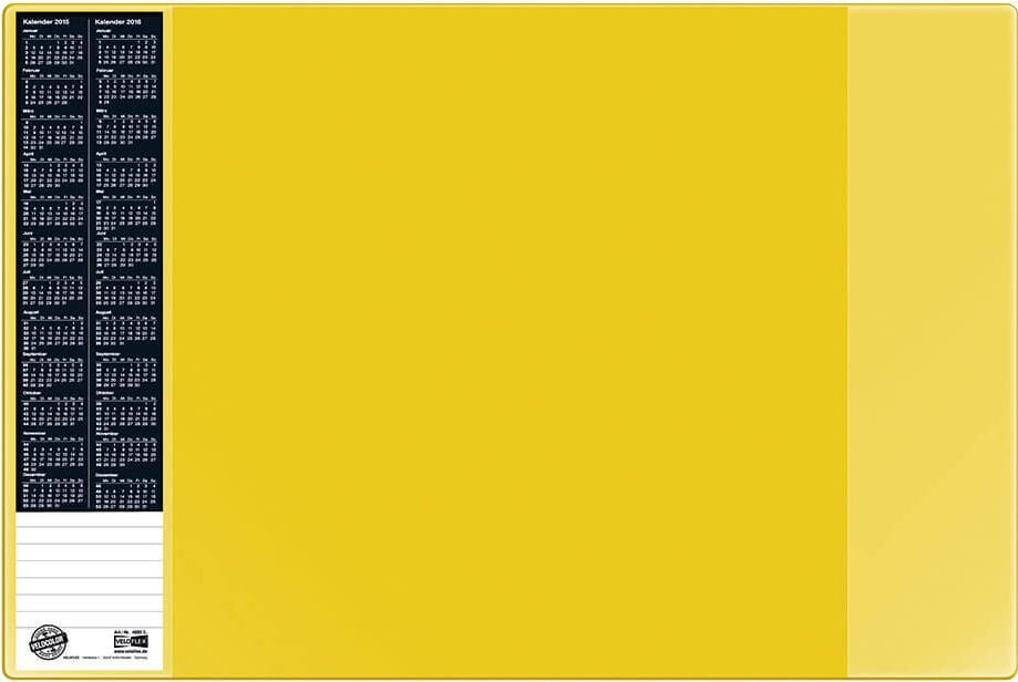 Schreibunterlage Veloflex VELOCOLOR 46803, 40x60cm, Kunststoff, seitliche Taschen,
2-Jahreskalendarium, gelb