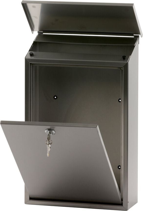 Briefkasten V-Part Toledon, 400x270x120mm (HxBxT), Edelstahl matt, silber