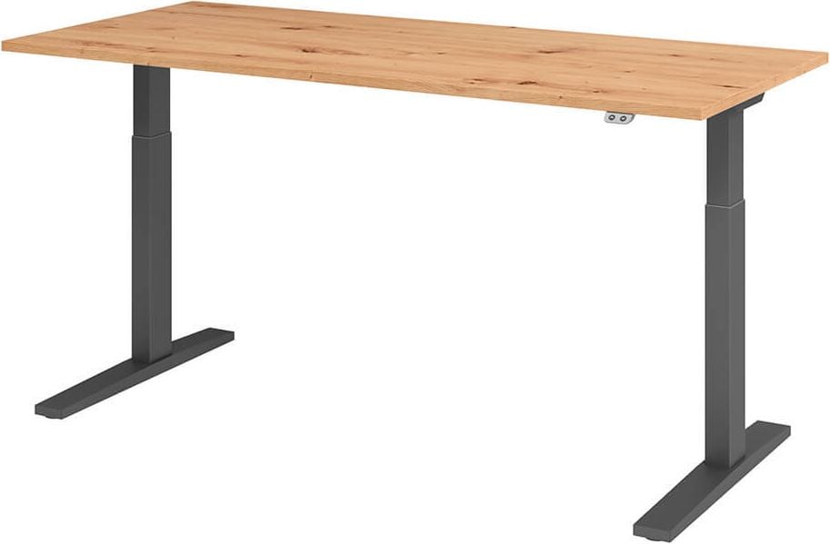 Hubschreibtisch Hammerbacher XMKA19, 180x80cm (BxT), 70-120cm Höhe, elektrisch
höhenverstellbar, rechteckig, C-Fuß graphit, asteiche
