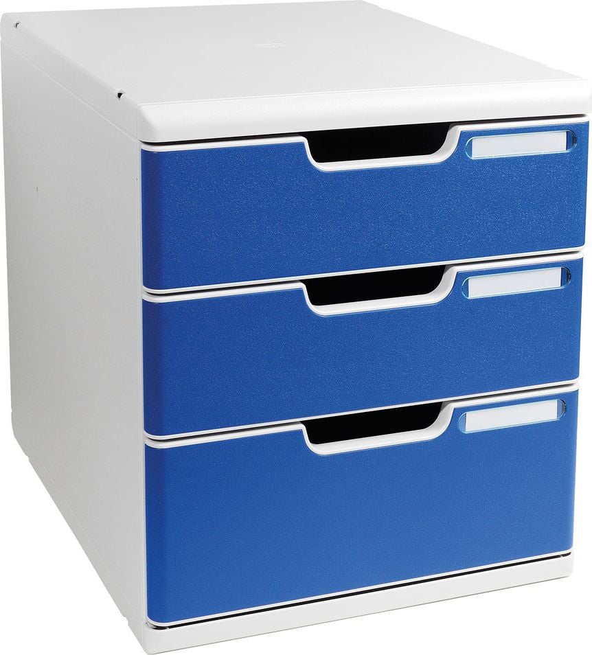 Schubladenbox Exacompta MODULO 3250, für A4+, 3 geschlossene Schubladen, blau