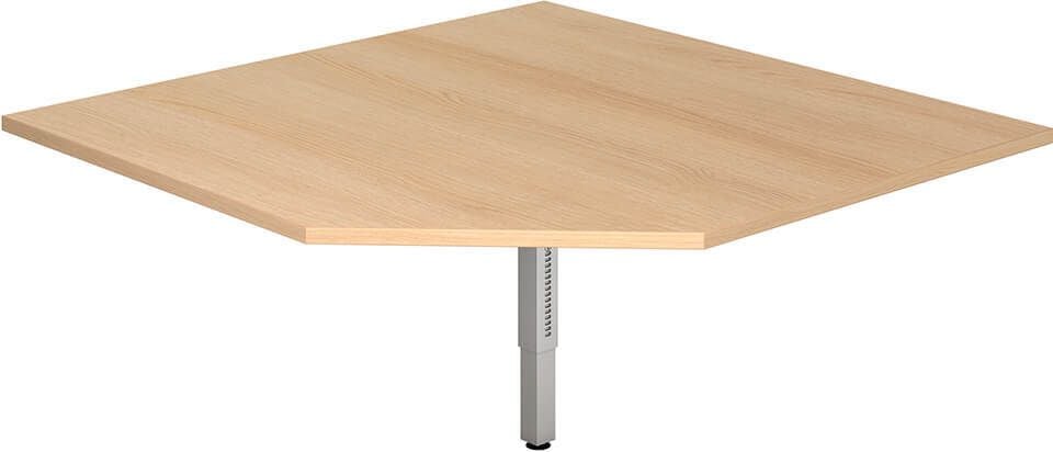 Trapezplatte Hammerbacher RT12, 120x120 (BxT), 65-85cm Höhe, Fünfeck,
Stützfuß silber, eiche