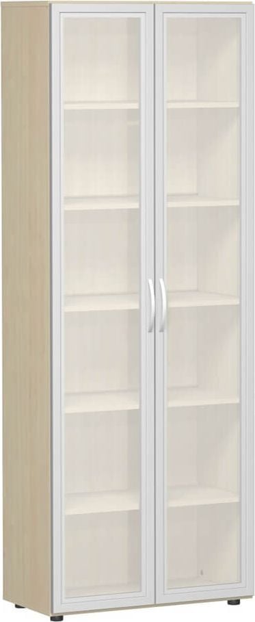 Aktenschrank Geramöbel Flex S-386821, 80x216x42cm (BxHxT), 2 Flügeltüren, 5
Fachböden, 6 Ordnerhöhen, Bogengriff, ahorn