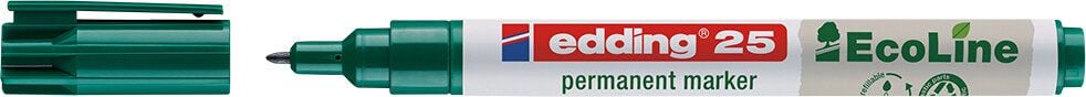 Permanentmarker Edding 25 EcoLine, ca. 1mm, Rundspitze, Gehäuse 90% recycelter Kunststoff, grün