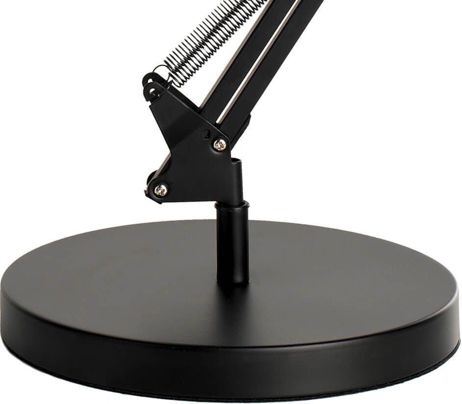 LED-Schreibtischleuchte Unilux SWINGO 400093838/400093839, 11 W, LED (warmweiß), 120lm, 3-stufig
dimmbar, Doppelgelenkarm, Standfuß und
Tischklemme, schwarz