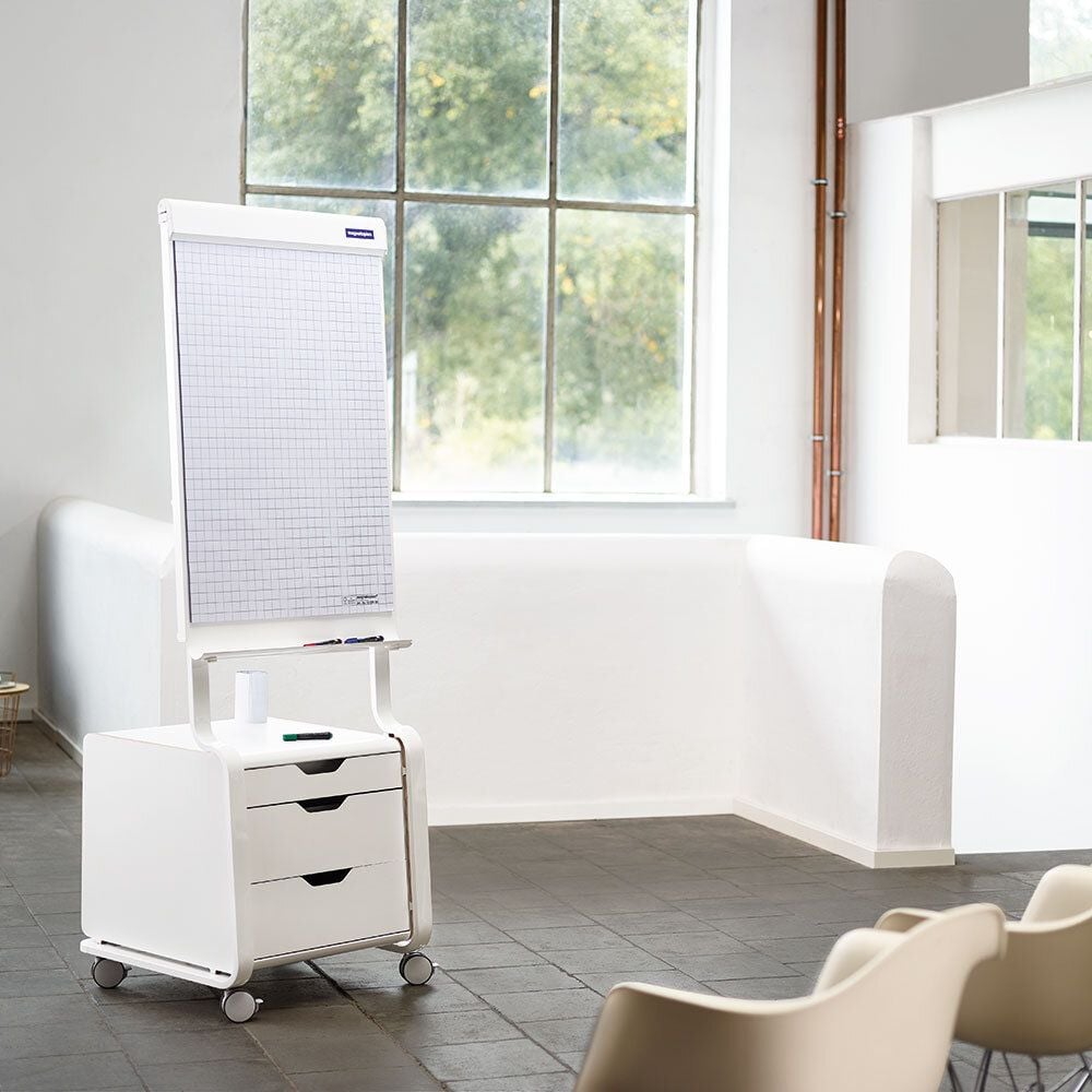 Flipchart-Materialwagen Magnetoplan Tool Hub 12270600, für Design-Flipchart evolution plus 12270600,
Metall/Holz, weiß