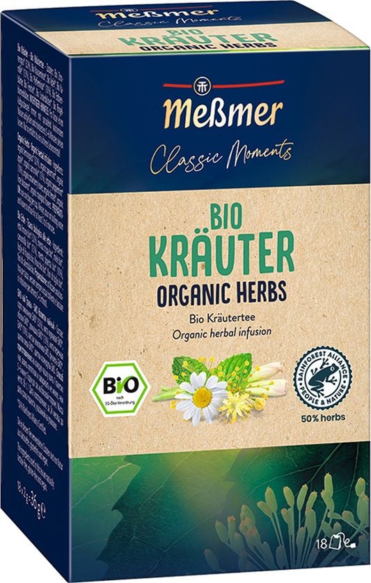 Tee Meßmer Classic Moments BIO Kräuter, Beuteltee, Pack 18 Beutel à 2g, BIO-zertifiziert DE-ÖKO-039