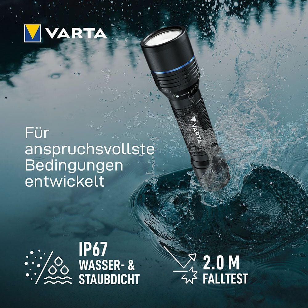 Taschenlampe Varta Night Cutter Pro F30R 18921101111, LED, 1500 Lumen, 280m Leuchtweite, 5 Leuchtstufen, USB-C Anschluss, inkl. Li-Ion Akku, schwarz