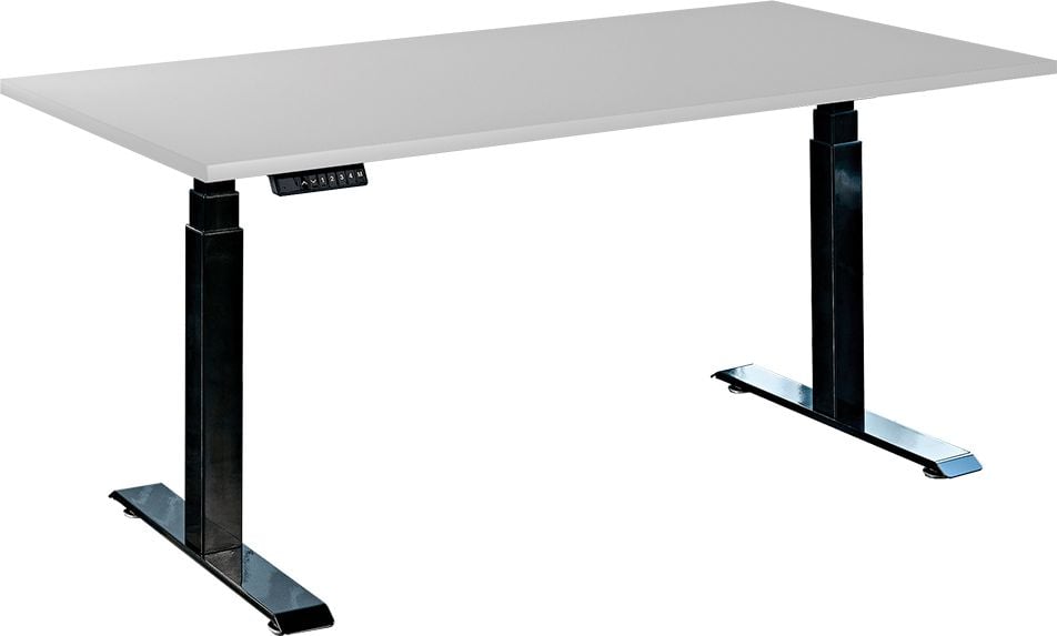 Schreibtisch a-series AS1444, 120 x 80 cm, elektrisch, 120x80cm (BxT), elektrisch höhenverstellbar,
60-125 cm Höhe, rechteckig, T-Fuß, schwarz, grau