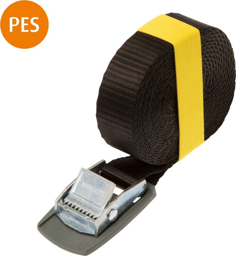 Spanngurt Conacord 532361, 4m lang, einteilig, Klemmschloss, Polyester,
schwarz, DIN EN 12195-2