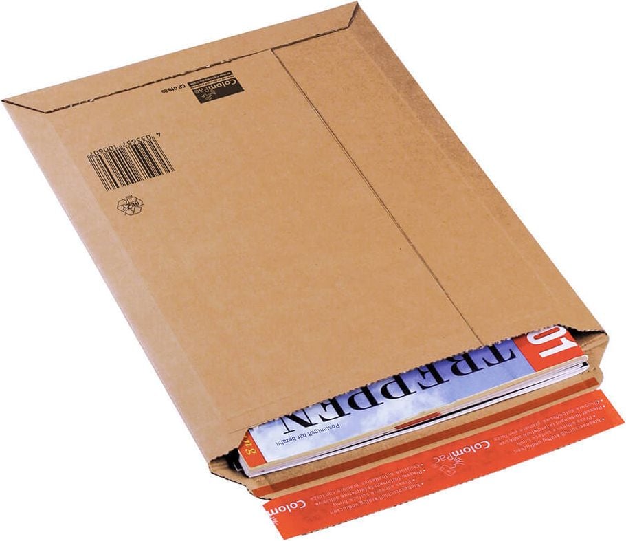 Wellpappe-Versandtaschen Colompac CP 010.04, für A4, Außenmaße: 250x351mm, 35mm Füllhöhe,
braun, Pack 20 Stück