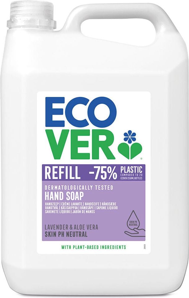 Flüssigseife Ecover Lavendel & Aloe Vera 4006321, 5 Liter, biologisch abbaubare Inhaltsstoffe