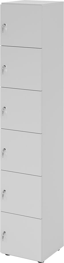 Schließfachschrank Hammerbacher V264L6 DS, 40 x 42 x 215,6 cm (BxTxH), 6 Ordnerhöhen, mit Druckzylinderschloss, 6 Fächer, grau