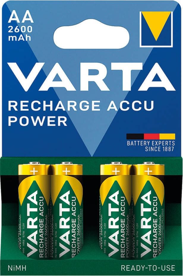 Akkus Varta Recharge Accu Power Ready2Use Mignon (AA), 1,2 V, 2600mAh, Pack 4 Stück