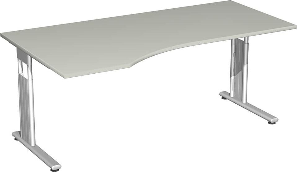 Schreibtisch Geramöbel C Fuß Flex S-617306, 180x100cm (BxT), 68-82cm Höhe, Freiform
links, C-Fuß silber, weiß