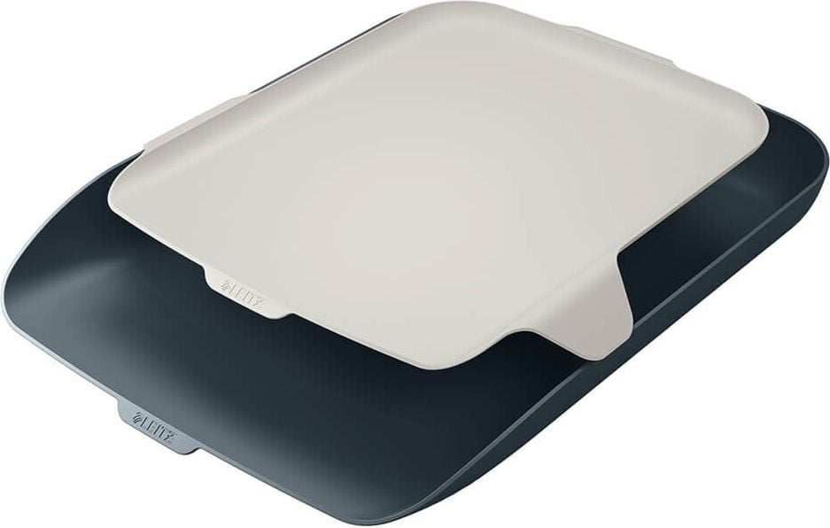 Ablagekorb Leitz Cosy 5259, A4, 4,3cm hoch, Polystyrol (PS), mit
hellgrauem Organiser, grau