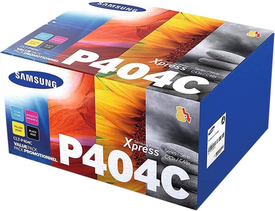HP (Samsung) Lasertoner CLT-P404C SU365A, Multipack, je 1x schwarz (1.500 Seiten),
cyan, magenta, yellow (je 1.000 Seiten)