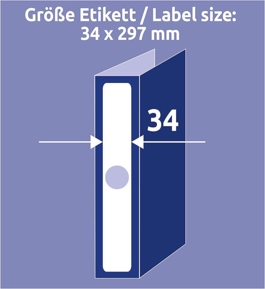 Hängeordner-Rückenschilder Zweckform L4756-25 ultragrip, schmal/lang, 297x34mm, auf A4, weiß, Pack 25
Blatt/125 Stück
