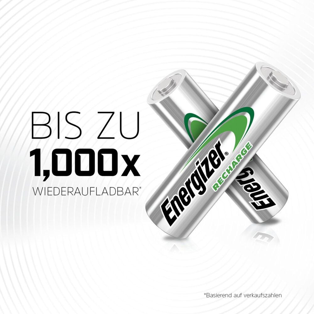 Akkus Energizer NiMH Power Plus Mignon (AA), 1,2 V, 2000 mAh, aus 22% recycelten Materialien, Pack 10 Stück