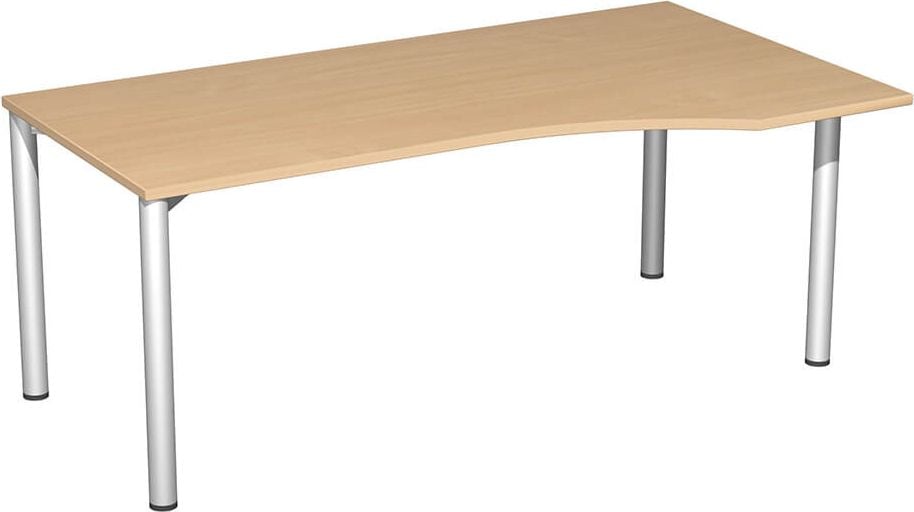 Schreibtisch Geramöbel 4 Fuß Flex S-550305, 180x72x100cm (BxHxT), Freiform rechts, 4-Fuß
silber, buche