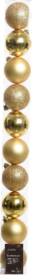Weihnachtskugeln DECORIS, 6cm Durchmesser, Polystyrol, Pack 10 Stück, gold