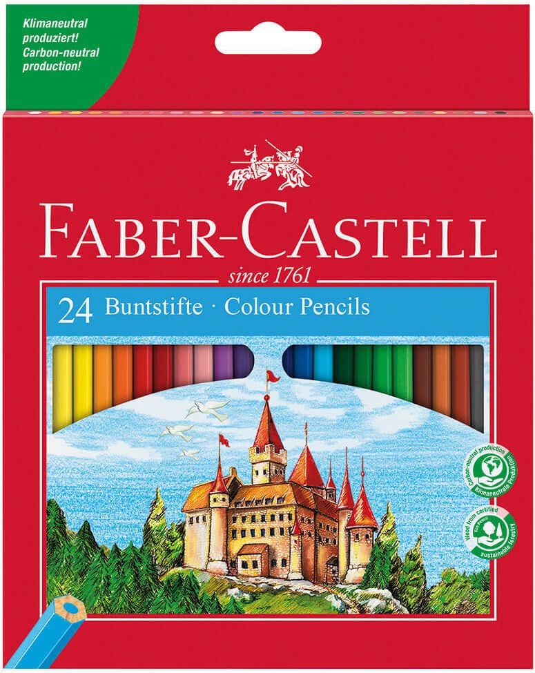 Buntstifte Faber-Castell Castle 120124, EcoPencil, Kartonetui mit 24 Farben