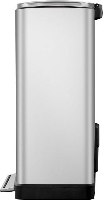 Abfalltrenner EKO E-CUBE, 28 Liter + 18 Liter, recheckig, mit Tretpedal, 2x Kunststoff-Inneneimer, Soft-Close-Deckel, Edelstahl matt, silber