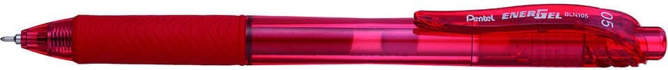 Gelschreiber Pentel EnerGel X BLN105, 0,25mm, nachfüllbar, Druckmechanik, Kunststoffclip, Schaftfarbe = Schreibfarbe, 84% Recycling-Anteil, rot