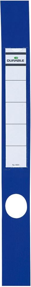Rückenschilder Durable Ordofix 8091, schmal/lang, mit Einsteckschild, Pack 10 Stück, blau