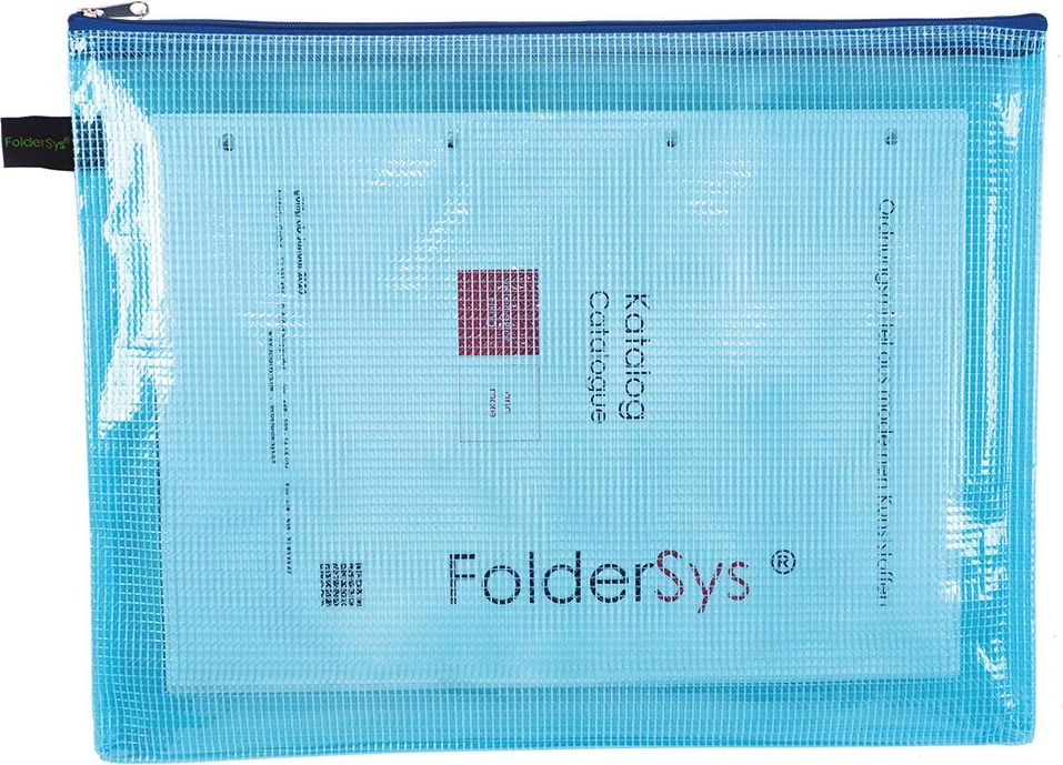 Kleinkrambeutel Foldersys A4 40672, Reißverschluss, EVA, farbig transparent, blau