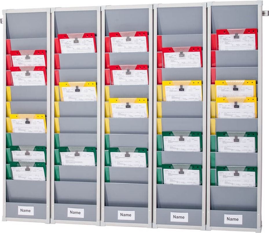 Werkstattplaner Eichner Flexo-Board Kaban-Prinzip 9089-00011, für 50 x A4, 170x128,2cm (BxH), fünfreihig
(5 Einzelsegmente), Kunststoff, grau