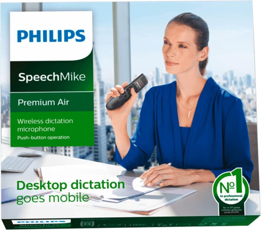 Diktiermikrofon Philips SpeechMike Premium Air SMP4000/00, kabellos, drahtlose Aufzeichnung,
Rauschunterdrückung, entkoppeltes Mikrofon,
Touch-Sensor, schwarz