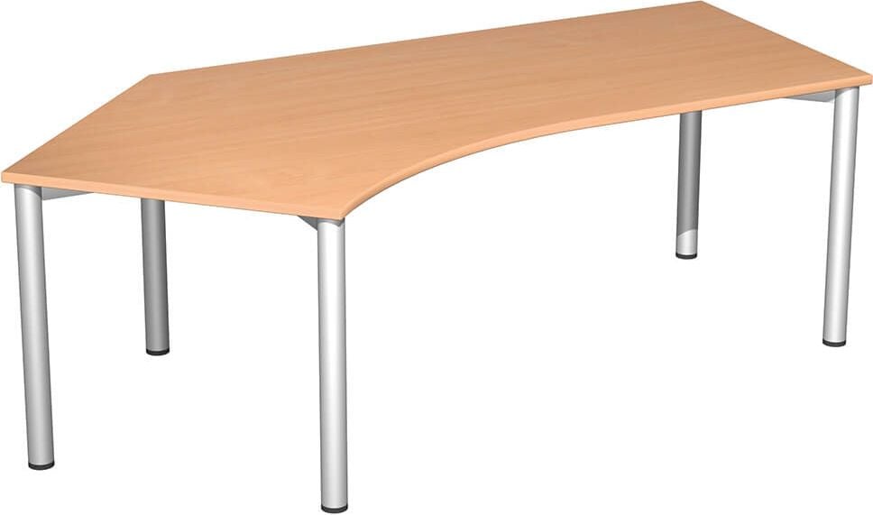 Winkelschreibtisch Geramöbel 4 Fuß Flex S-550315, 216,6x72x113cm (BxHxT), 135 Grad Winkel
links, 5-Fuß silber, buche