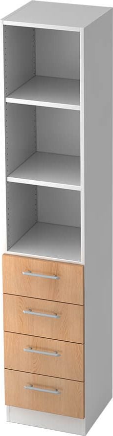 Aktenschrank Hammerbacher Solid 7600, 40,6x200,4x42cm (BxHxT), 4
Schübe, Streifengriff, weiß/eiche